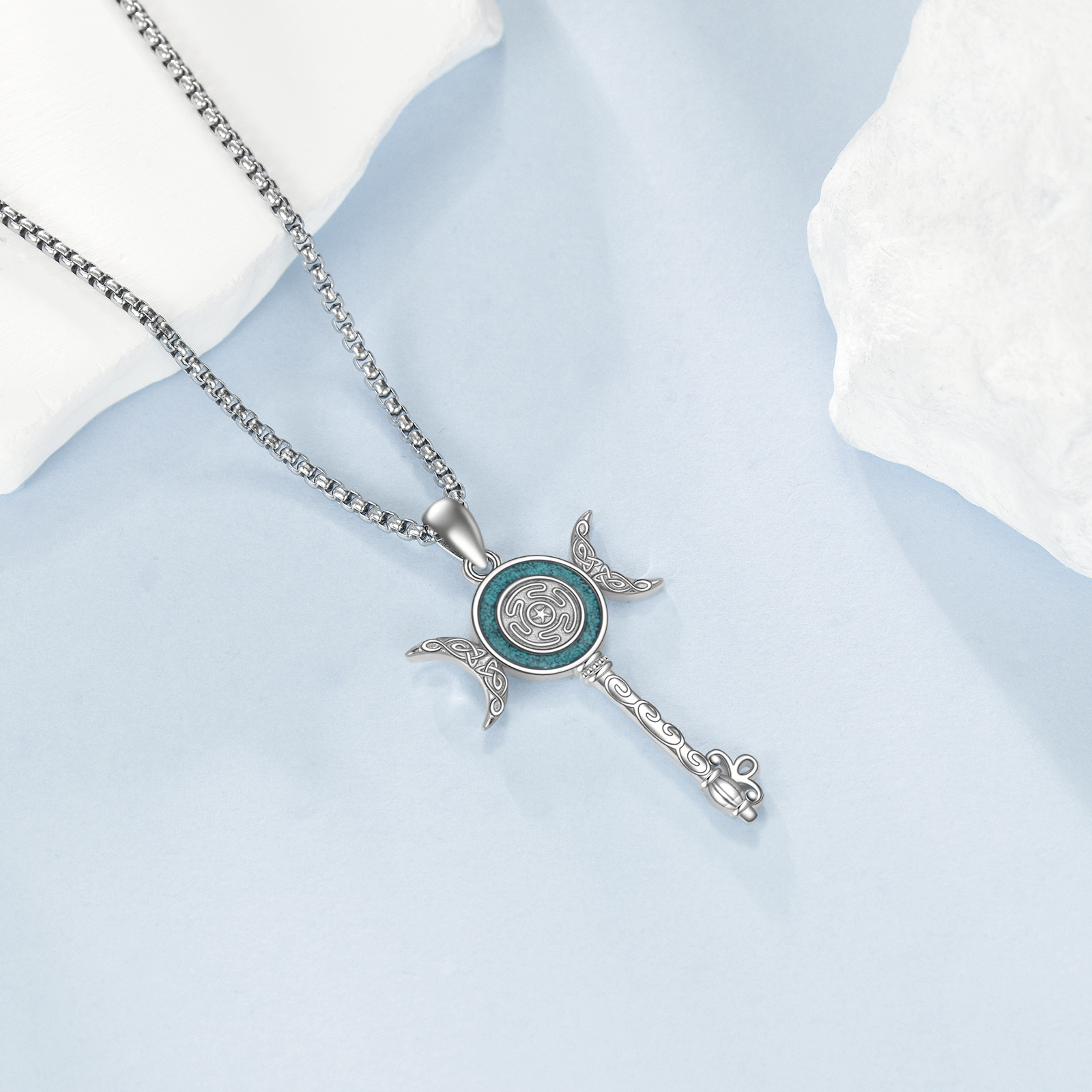 Women's 925 Sterling Silver March Goddess Key Necklace
